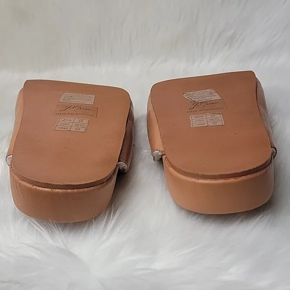 J.CREW Pacific Tan Sherpa Lined Cushioned Comfort Preppy Boho Leather Clogs 9‎ - Picture 8 of 11